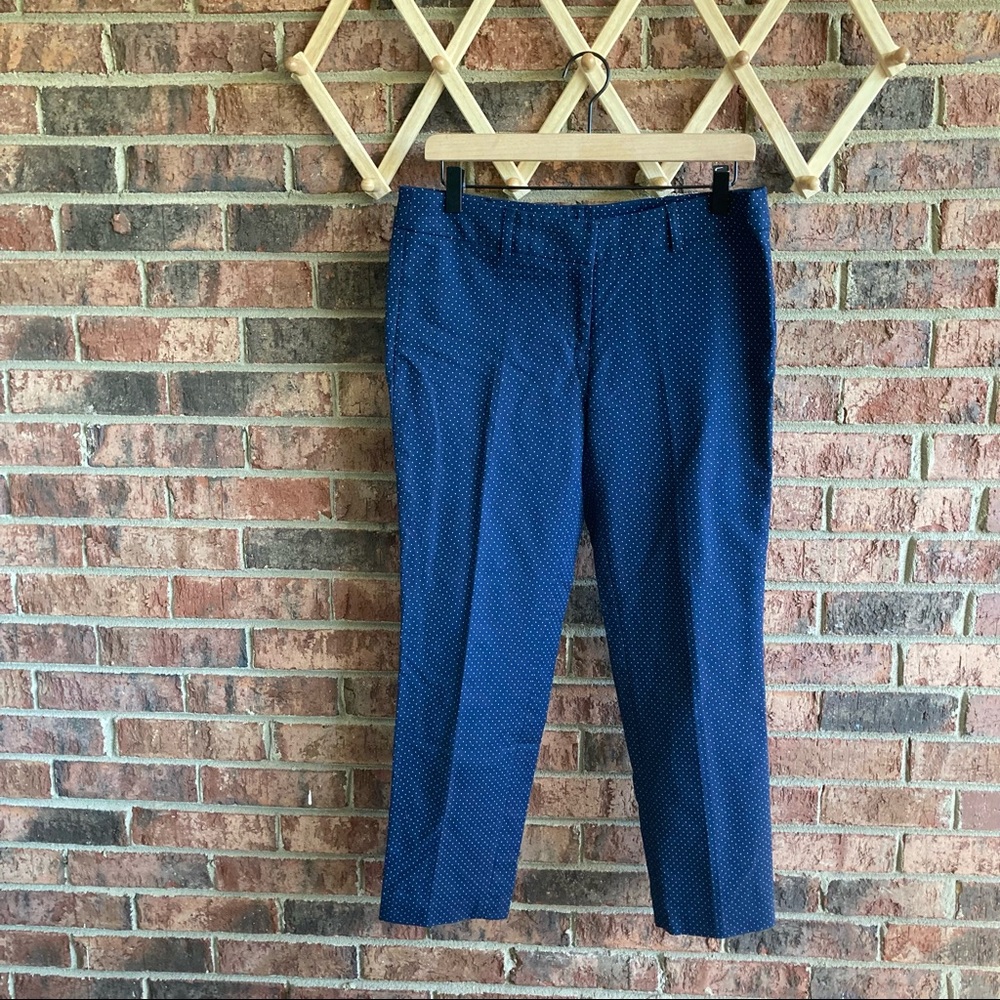 { KENAR } Navy & White Polka Dot Straight Leg Work Separates Pants